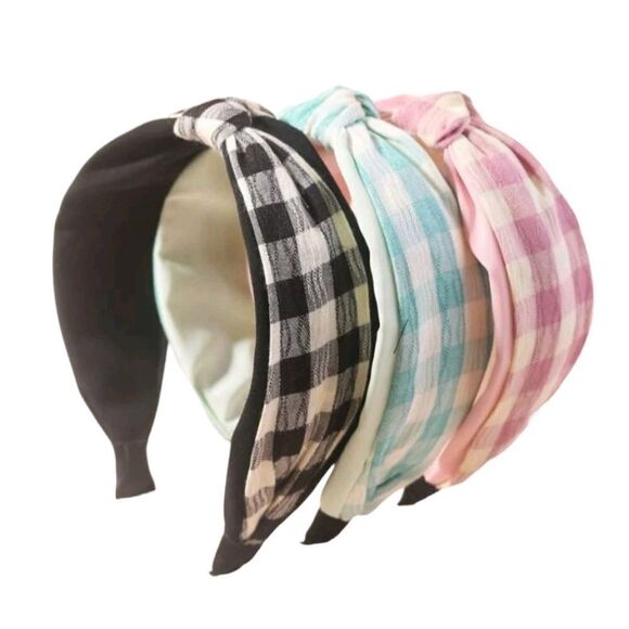 Multicolor Plaid Headbands-3 - Picture 1 of 4